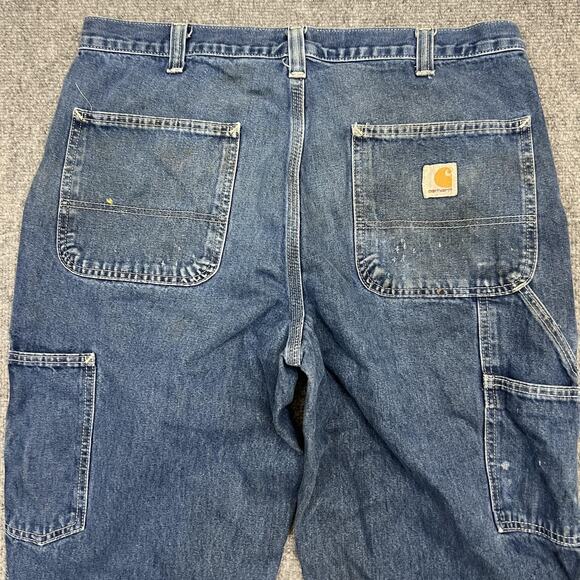 Carhartt Jeans Mens 34x34 Dungaree Fit Utility Painter Work Pants Distressed - Picture 5 of 11